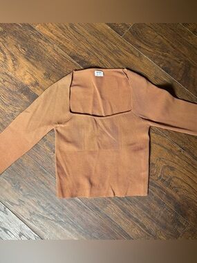 Cotton On Off-the-Shoulder Ribbed Sweater in Rust Brown
